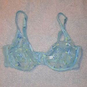 Pale Turquoise Blue Sheer Bra